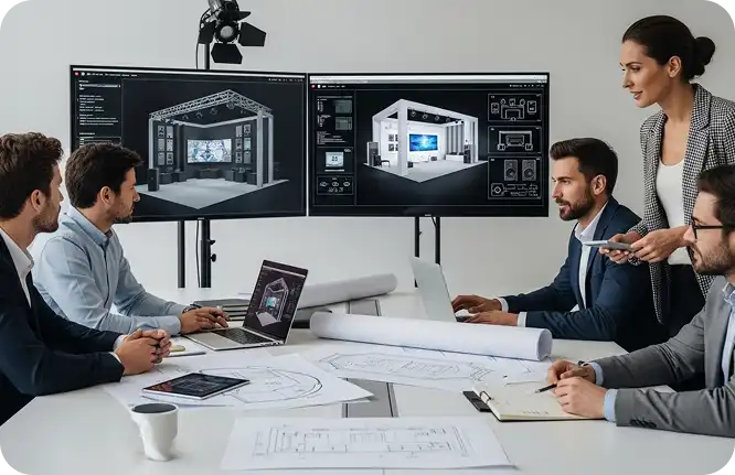 Booth Builder AV Services High-resolution LED video wall showing 4K graphics