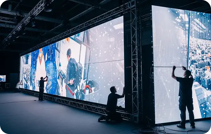 Budget LED Video Walls – 4K & HD High-resolution LED video wall showing 4K graphics